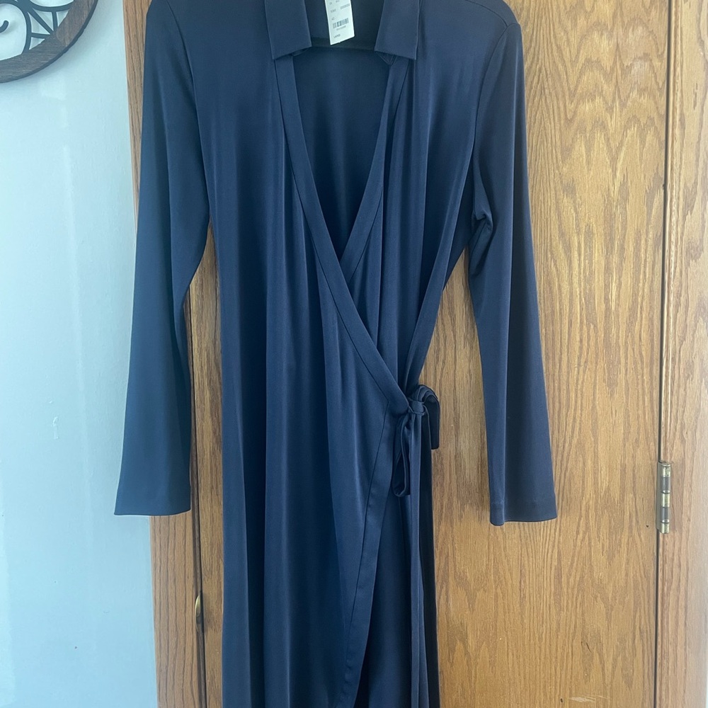 Brooks Brothers Navy Wrap Dress Size Large